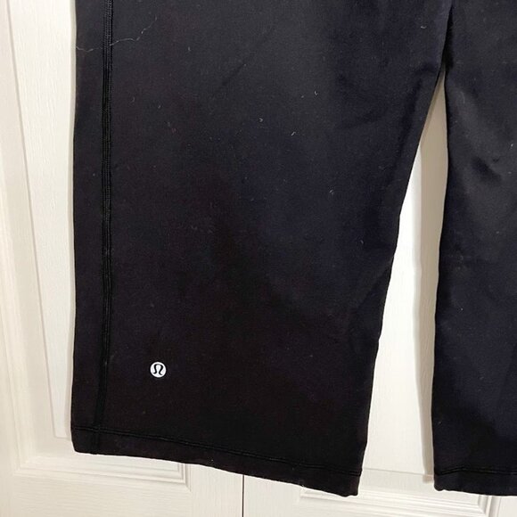 Lululemon Y2K Black Wide Leg Criss Cross Yoga Stretch Crop Capri Workout Pants - Picture 8 of 9